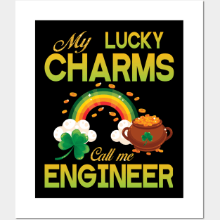 St Patrick Gold Shamrocks My Lucky Charms Call Me Engineer Posters and Art